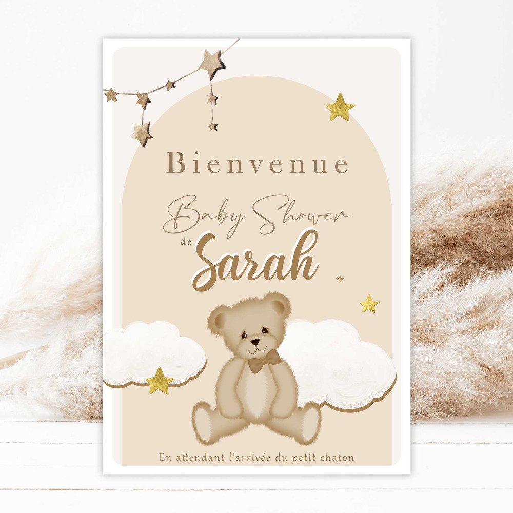 Affiche Bienvenue - jolie fête - Ourson
