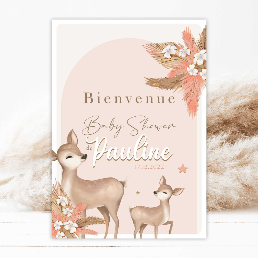 Affiche Bienvenue - jolie fête - Biche