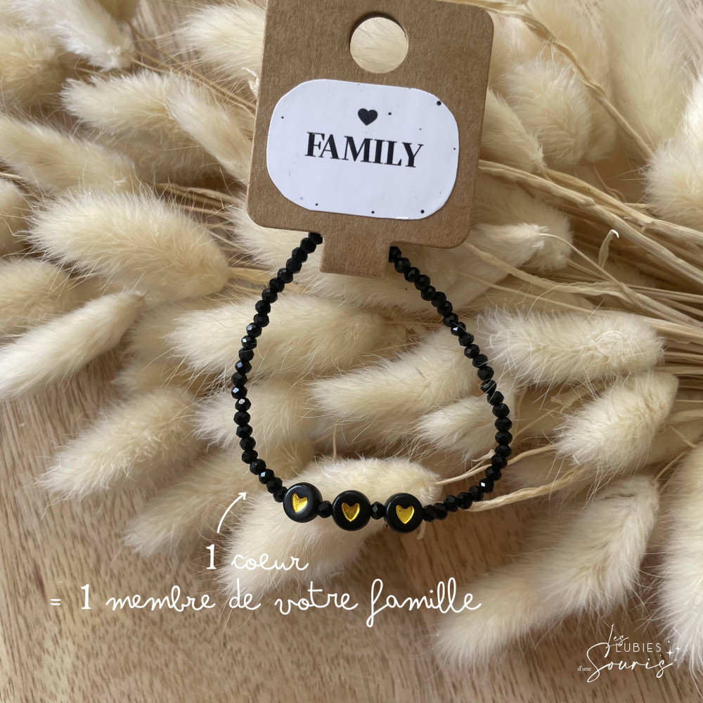 ★ Bracelet à message - black / perles de verres - Personnalisable  - Prénom, mot, initiale(s)