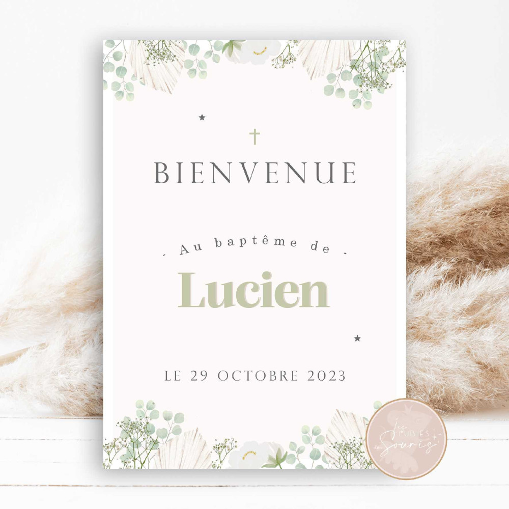 Affiche Bienvenue - jolie fête - Fleuri