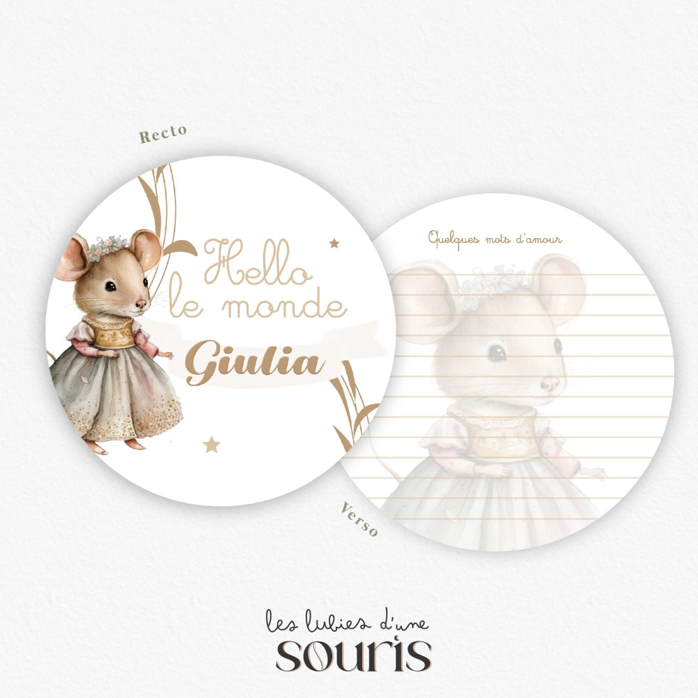 ★ Carte bienvenue - Colette, Mademoiselle Souricette