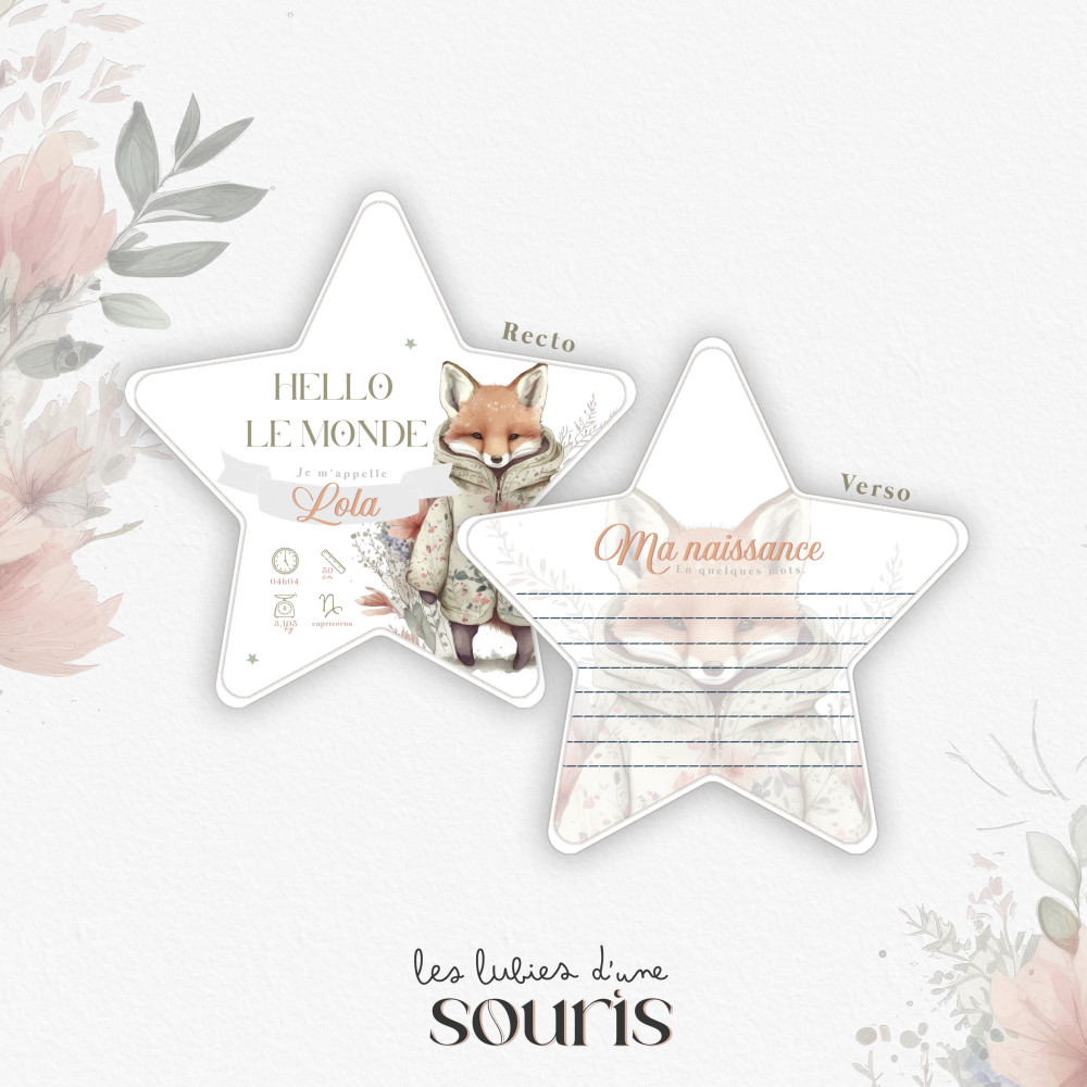 ★ Carte bienvenue - Edgar, le Renard