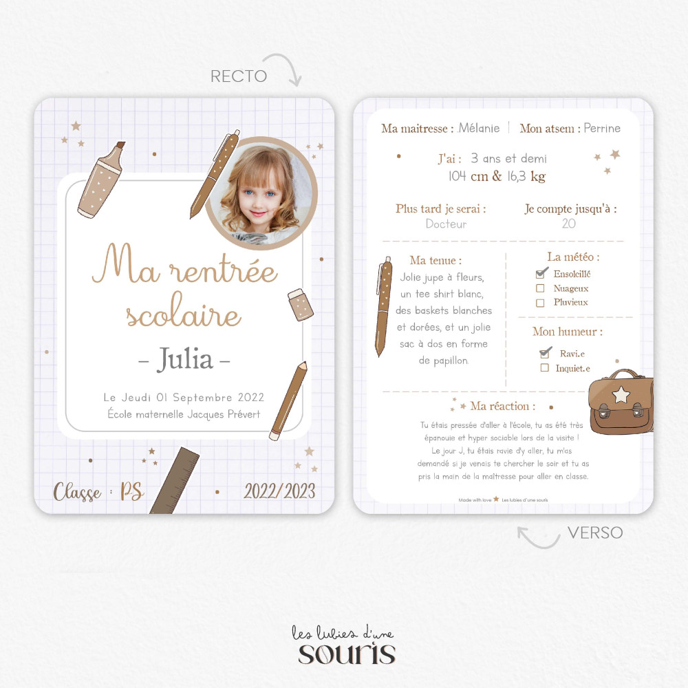 ★ Carte souvenirs - rentrée scolaire (2024/2025)