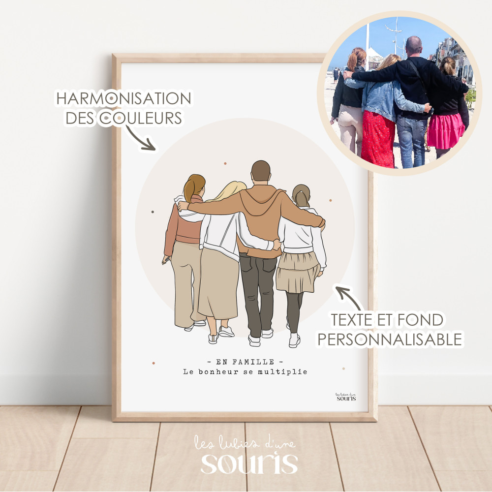 ★ Affiche Color | Portrait à partir d'une photo | 4 personnes