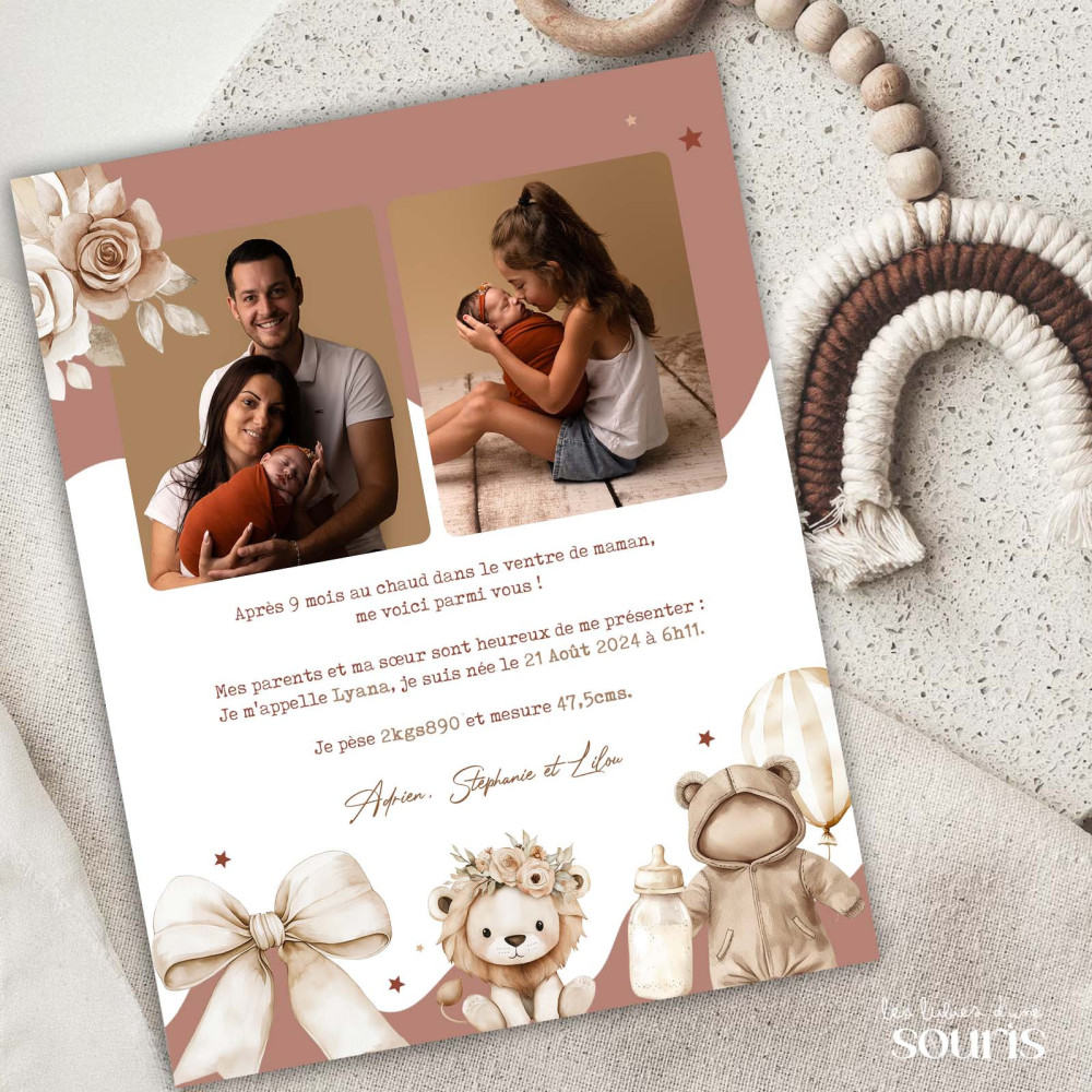 ★ Faire Part naissance / Lionceau Enchanté