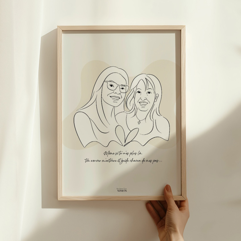 ★ Affiche Line Art | Portrait personnalisé à partir d'une photo | 2 personnes
