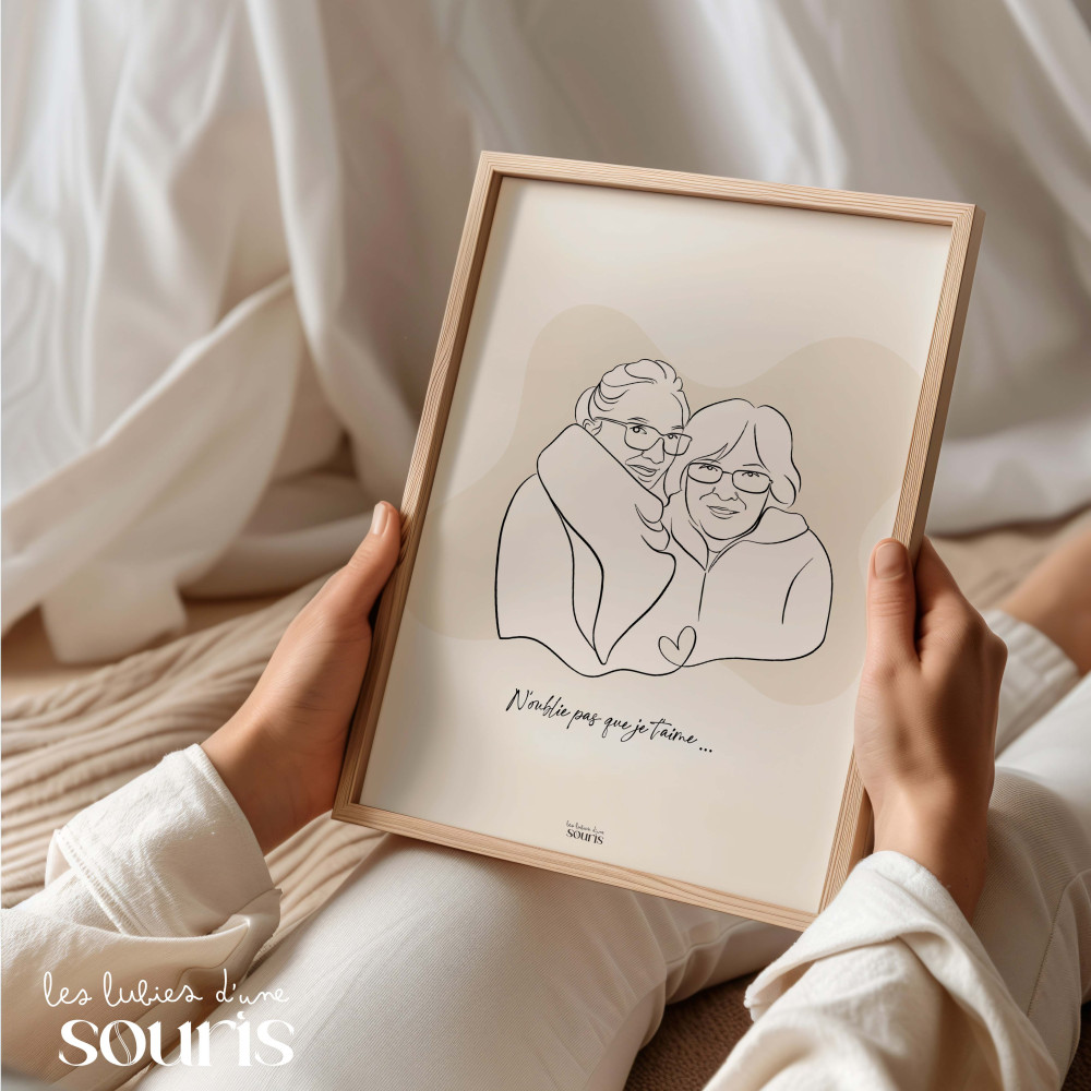 ★ Affiche Line Art | Portrait personnalisé à partir d'une photo | 2 personnes