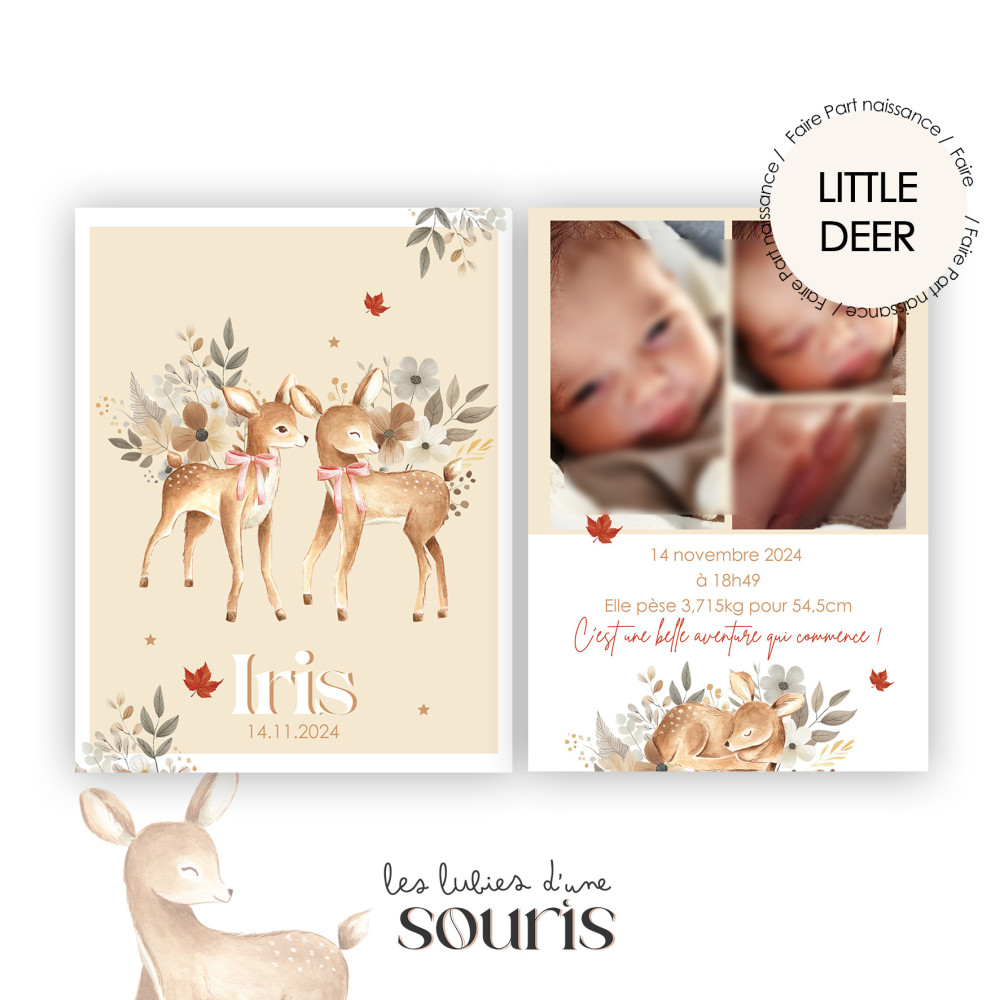 ★ Faire Part naissance / Little Deer