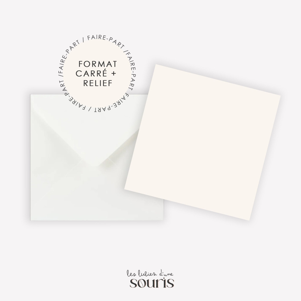 ★ Faire Part de naissance | Format carré ou carte postale - avec RELIEF  |  Sur mesure