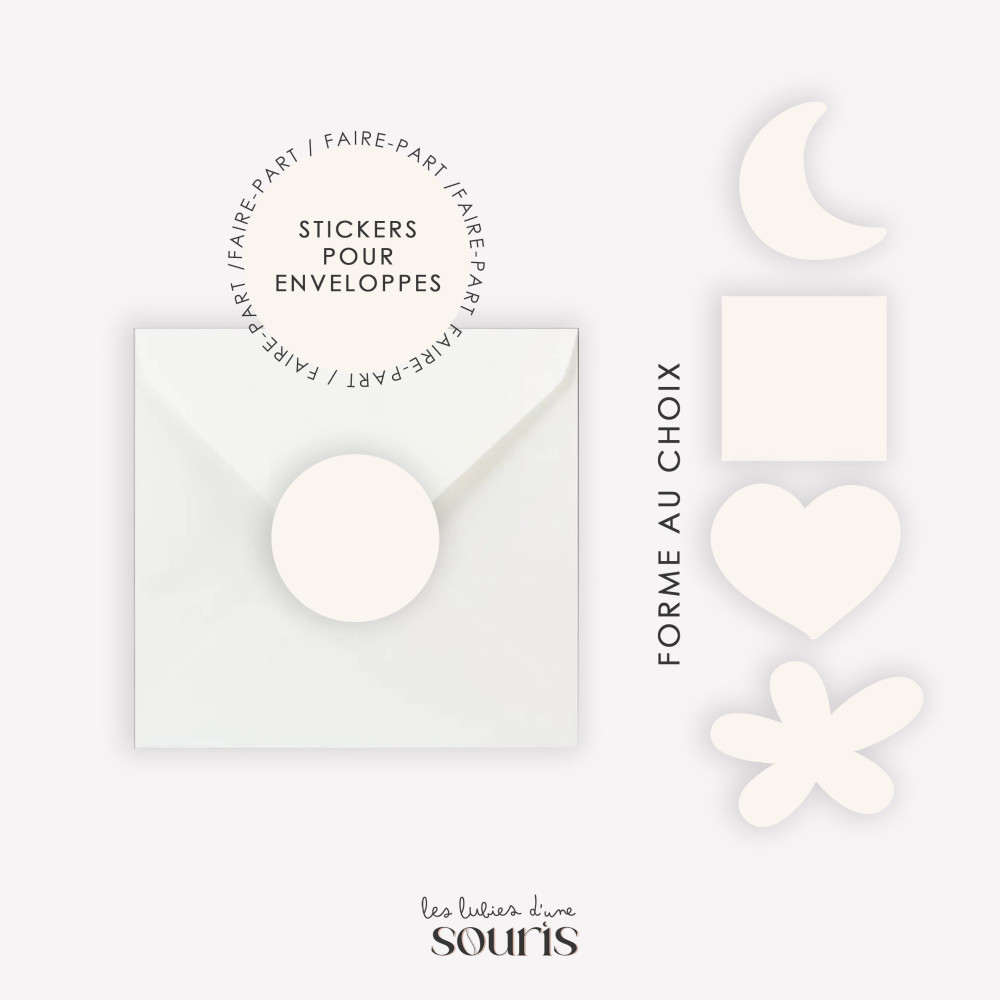 ★ Stickers pour enveloppes (x10) | Forme au choix |Sur mesure