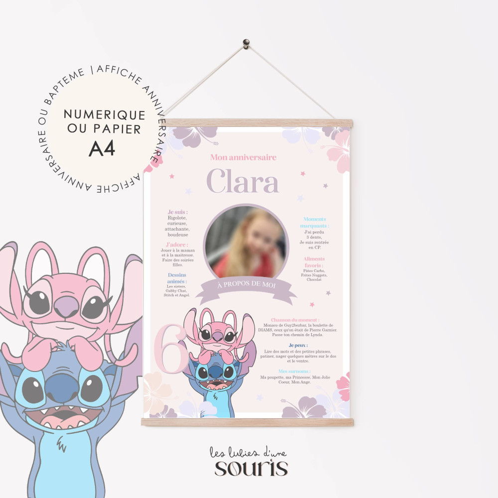 ★ Affiche anniversaire/baptême -  Une fête Stitch-tastique !