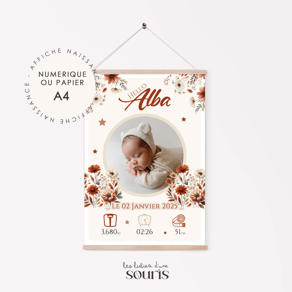 ★ Affiche naissance - Jardin de Bonheur /  Terracotta