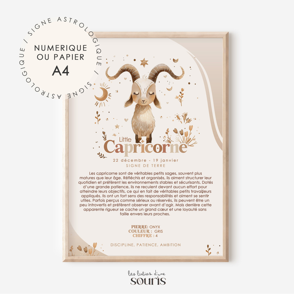CAPRICORNE ★ Affiche Astrologique – Découvrez la Magie des Étoiles ! 