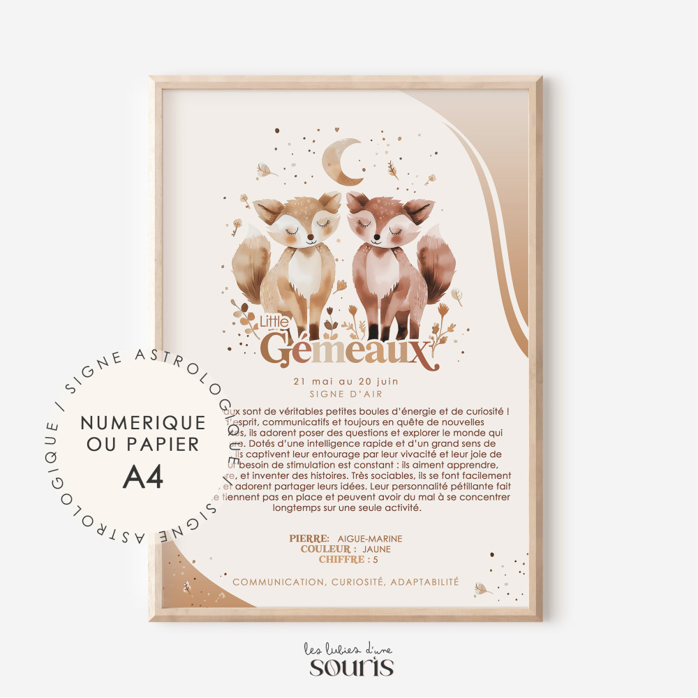 GEMEAUX ★ Affiche Astrologique – Découvrez la Magie des Étoiles ! 