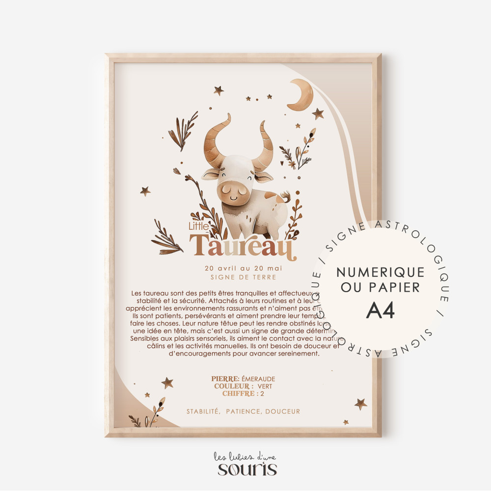 TAUREAU ★ Affiche Astrologique – Découvrez la Magie des Étoiles ! 