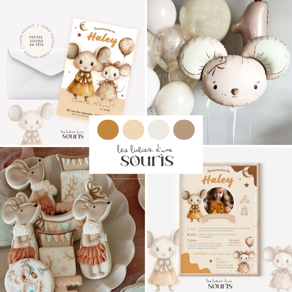 ★ Invitation & Faire part | Format carte postale | Petites souris en fête