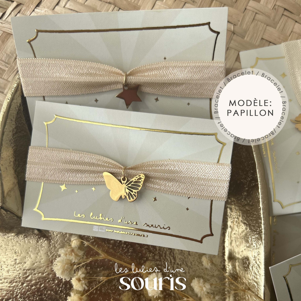 ★ Bracelet nude / Pendentif : Papillon