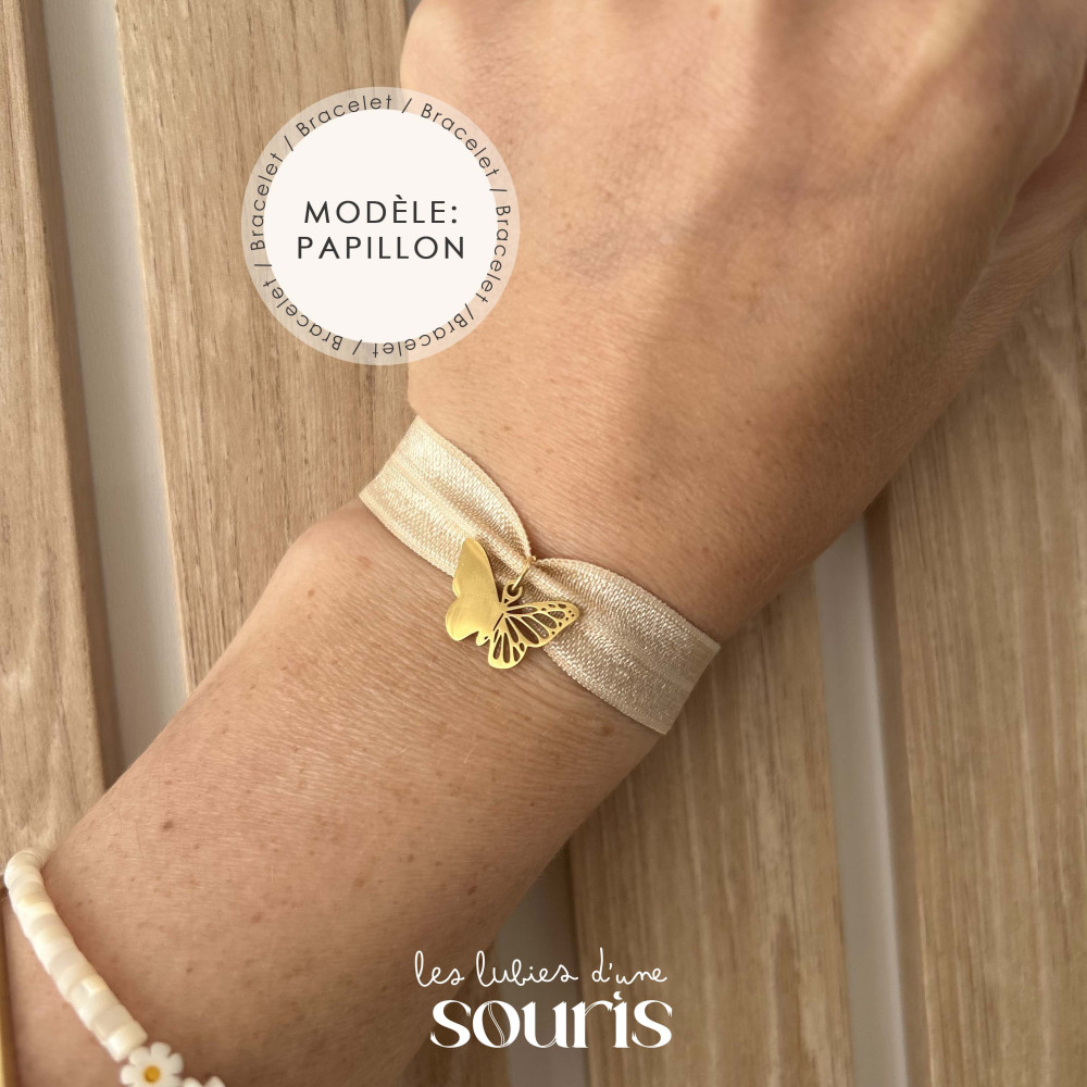 ★ Bracelet nude / Pendentif : Papillon