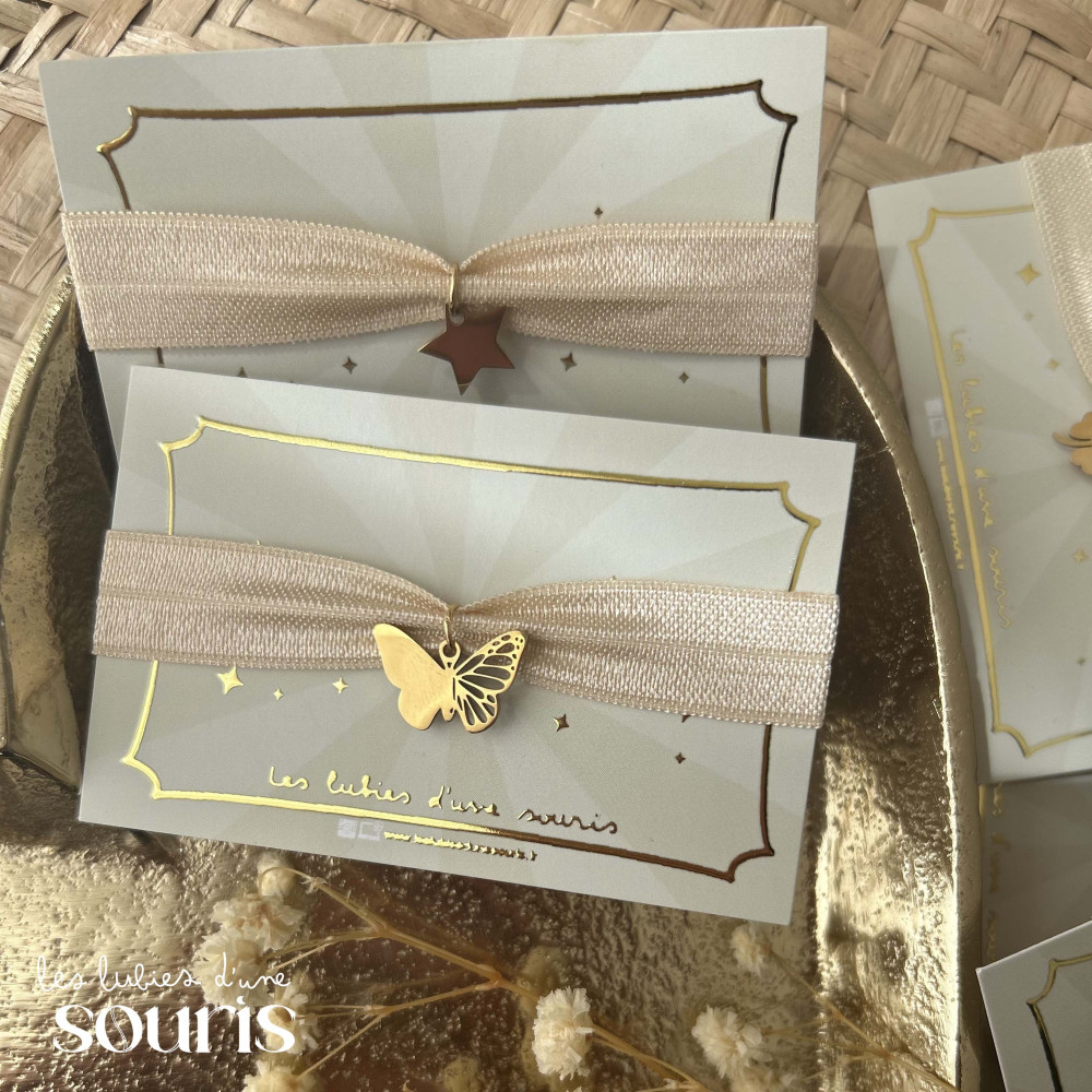 ★ Bracelet nude / Pendentif : Papillon