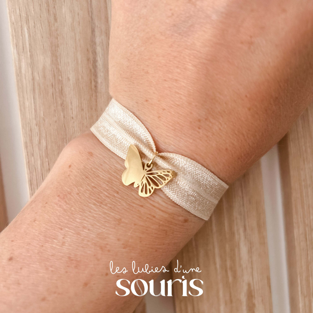 ★ Bracelet nude / Pendentif : Papillon