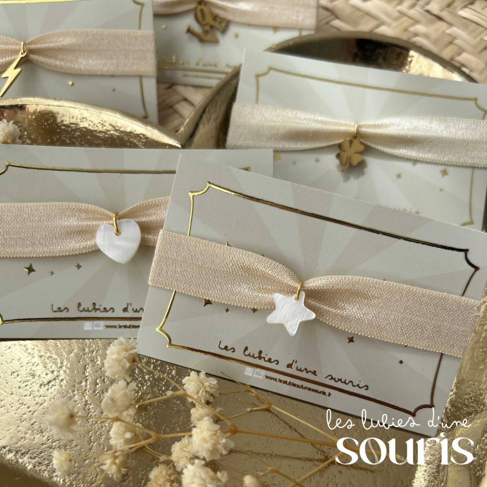 ★ Bracelet beige / Pendentif : Étoile en nacre