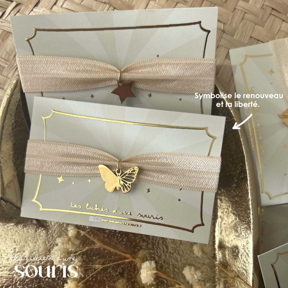 ★ Bracelet nude / Pendentif : Papillon