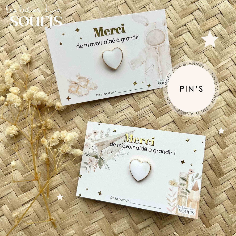 ★ Cadeau de fin d'année | Premiers mercis | Pin's coeur