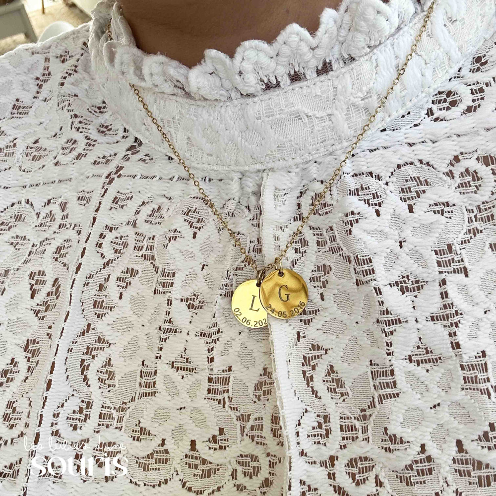 ★ Collier AMOUR FOU / Initiale & date de naissance